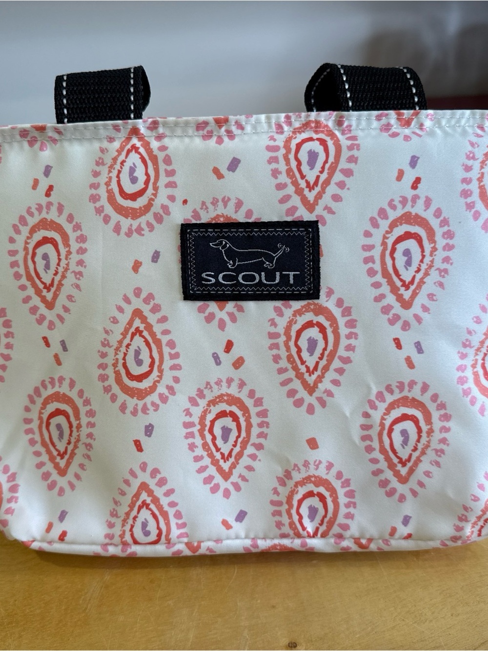 Scout Pink & Coral Pattern Tote with Black Handles